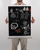Premium unframed archive art print Amphibian Milk by RETRO23 held by a person in a bright artist studio.