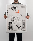 Premium unframed archive art print Texture Like Sun by RETRO23 held by a person in a studio setting.